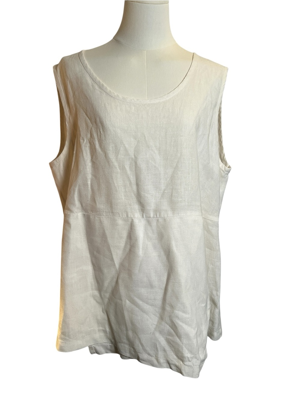 FLAX 100% Linen Sleeveless Top in Ivory Size Medium